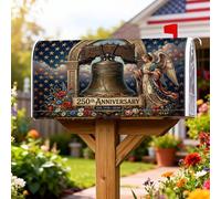 Freedom Bell Couverture magnétique pour boîte aux lettres patriotique vintage ange, étoiles, anniversaire de mariage, rouge, décoration de pelouse, 53,3 x 64,9 cm