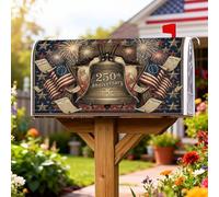 Freedom Bell Couverture magnétique pour boîte aux lettres patriotique vintage avec drapeaux américains et feux d'artifice pour décoration extérieure de cour 53,3 x 64,5 cm