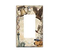 Freedom Bell - Plaque d'interrupteur à bascule simple - Statue patriotique vintage d'aigle de la liberté - En plastique beige - Taille standard - Décoration pour chambre à coucher, cuisine, entrée