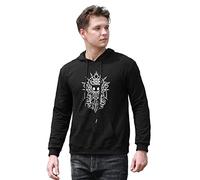 FREEDOM.DRRUI Men's Hollow Knight Tribal White Hollow Knight Printed Men's Pullover Hoodies Black S