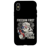 Freedom First Safety Troisième Ben Franklin Funny 4 Juillet Coque pour iPhone X/XS