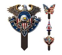 Freedom Garden Stake - Acrylic Yard Decor, Home Ornament with Display, Clear Panels, Seasonal Accent, Patriot Scene for Outdoor Fourth Celebration Pathway Decoration Setup and Festive Street Event