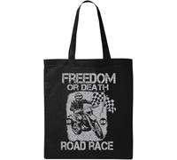 Freedom Or Death Moto Road Race 1998 Sac fourre-tout en coton écologique naturel Noir, Noir , Taille unique