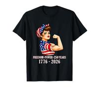 Freedom Power 250 Years 1776-2026 Strong American Girl USA T-Shirt