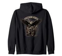 Freedom Rides Eagle Moto Art Vintage Sweat à Capuche