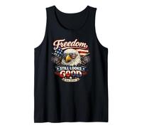 Freedom Still Looks Eagle Patriotic Est 1776 Juillet 4 Débardeur
