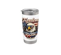 Freedom Still Looks Eagle Patriotic Est 1776 Juillet 4 Gobelet isotherme en acier inoxydable double paroi