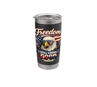 Freedom Still Looks Eagle Patriotic Est 1776 Juillet 4 Gobelet isotherme en acier inoxydable double paroi