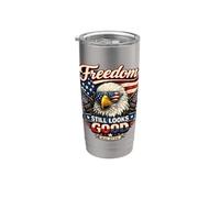 Freedom Still Looks Eagle Patriotic Est 1776 Juillet 4 Gobelet isotherme en acier inoxydable double paroi