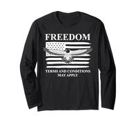 Freedom Terms and Conditions May Apply American Flag Eagle Manche Longue