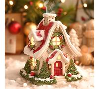 Freefire Maisons de Noël, maisons d'encens, décoration de Noël, maisons d'encens, village de Noël, porte-cônes d'encens pour décorations de Noël, micro-paysage en résine, décoration de bureau