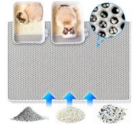 Freefire Tapis Litiere Chat xxl 90X60 CM Double Couche, Conception en nid d'abeille, Non Toxique EVA, Antidérapant, Imperméable, Facile à Nettoyer Gris
