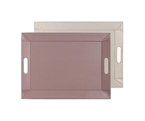 FREEFORM - Plateau Bicolore Réversible en Simili Cuir - Rose poudré/Crème - 45 x 35 cm - Set de Table, Élégant, Adaptable à votre Décoration