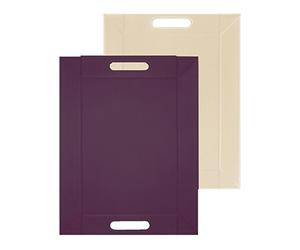Freeform Plateau Bicolore réversible, Simili Cuir, Prune/Gris Pierre, 45 x 35 cm