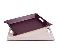 Freeform Plateau Bicolore réversible, Simili Cuir, Prune/Gris Pierre, 55 x 41 cm