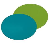 FreeForm Set de Table Ovale réversible en Simili Cuir, Turquoise/Vert, 45 x 34 cm