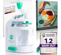 freegreen Premium Coupe-légumes en spirale avec livre de cuisson en forme de œuf et de légumes avec 4 inserts de coupe et bac de récupération pratique