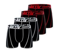 Freegun Boxers homme Aktiv – Lot de 4 en coton Gris-Rouge Taille M
