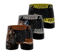 FREEGUN Boxer Enfant, Caleçon Garçon Animals, Ultra-Doux et Respirant (Lot de 3), Noir Taille 14 ans/16 Ans