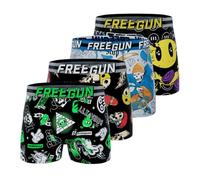 FREEGUN Boxer Enfant, Caleçon Garçon Emotik, Doux & Respirant (Lot de 4) 12 ans/14 Ans