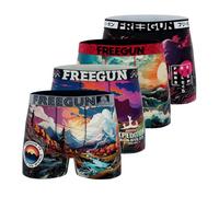 Freegun Boxer Enfant, Caleçon Garçon Paysage, Doux & Respirant (Lot de 4), Taille 8/10 Ans - Violet/Rose/Rouge/Noir/Blanc