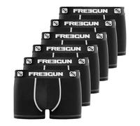 FREEGUN Boxer Enfant Coton, Caleçon Garçon, Confortable et Stretch (Lot de 6), Noir, Blanc, Taille 8/10 Ans
