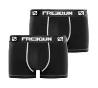 FREEGUN Boxer Enfant Coton, Calecon Garçon, Hypoallergénique et Durable (Lot de 2), Noir, Blanc, Taille 8/10 Ans