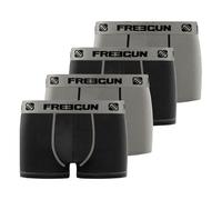 FREEGUN Boxer Enfant Coton, Calecon Garçon, Respirant et Stretch (Lot de 4), Noir, Gris, Taille 6/8 Ans