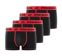 FREEGUN Boxer Enfant Coton, Calecon Garçon, Santa Claus, Durable et Respirant (Lot de 4), Noir, Rouge, Taille 10/12 Ans