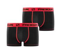 FREEGUN Boxer Enfant Coton, Calecon Garçon, Uni, Peaux-sensibles et Respirant (Lot de 2), Noir, Rouge, Taille 6/8 Ans