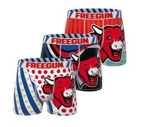FREEGUN Boxer Enfant La Vache Qui Rit, Caleçon Garçon Ultra-Doux et Confortable (Lot de 3), Rouge Taille 14 ans/16 Ans