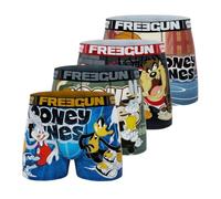 FREEGUN Boxer Enfant Looney Tunes, Caleçon Garçon Bugs Bunny, Daffy, Coyote et Taz (Lot de 4), Bleu Taille 8 ans/10 Ans