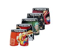 FREEGUN Boxer Enfant One Piece, Caleçon Garçon Luffy, Original et Doux (Lot de 5), Noir Taille 10 ans/12 Ans