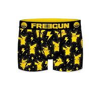 FREEGUN Boxer Enfant Pikachu, Caleçon Garçon Pokemon, Respirant & Stretch, Jaune, Noir, Taille 14/16 Ans