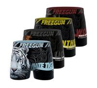 FREEGUN Boxer Enfant Savage Animals, Caleçon Garçon Respirant, Stretch et Doux (Lot de 4), Noir Taille 14 ans/16 Ans