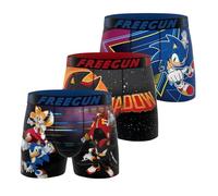 FREEGUN Boxer Enfant Sonic, Caleçon Garçon (Lot de 3), Bleu Taille 12 ans/14 Ans