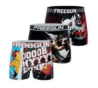 FREEGUN Boxer Enfant Sport, Caleçon Garçon Originale, Ultra-Doux et Respirant (Lot de 3), Rouge Taille 12 ans/14 Ans