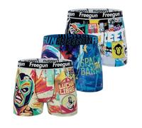FREEGUN Boxer Enfant Street'Art, Caleçon Garçon Respirant, Stretch et Doux (Lot de 3), Bleu Taille 10 ans/12 Ans