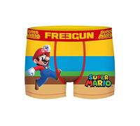 FREEGUN Boxer Enfant Super Mario, Caleçon Garçon, Mario, Doux et Maintien Anti-Glisse, Jaune, Bleu, Rouge, Taille 14/16 Ans