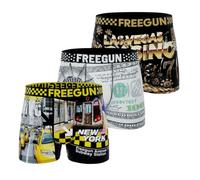 FREEGUN Boxer Enfant USA, Caleçon Garçon Originale, Ultra-Doux et Respirant (Lot de 3), Noir Taille 10 ans/12 Ans