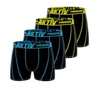 Boxer Homme AKTIV', Caleçon Homme Sport, Doux et Confortable (Lot de 4), Noir, Bleu, Jaune, Taille XL