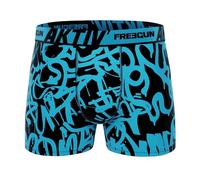 FREEGUN Boxer Homme AKTIV Sport en Coton (M, Graffiti Bleu Cyan)