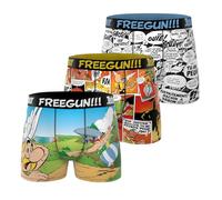Freegun Boxer Homme Astérix, Caleçon Homme, Ultra-Doux & Stretch (Lot de 4), Taille XL - Vert/Bleu/Orange/Jaune