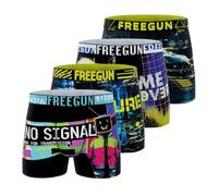 FREEGUN Boxer Homme, Caleçon Homme Glitch Pop, Doux & Respirant (Lot de 4), Bleu Taille XL