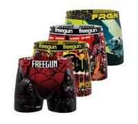 FREEGUN Boxer Homme, Caleçon Homme Manga, Doux & Respirant (Lot de 4), Rouge Taille S
