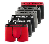 FREEGUN Boxer Homme Coton, Calecon Homme, Durable, Ajustement Parfait (Lot de 6), Rouge, Gris, Blanc, Noir, Taille XL