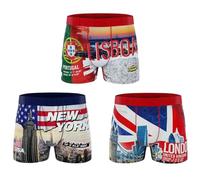 FREEGUN Boxer Homme Drapeau et Pays du Monde (S, Pack de 3 A78)