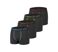 FREEGUN Boxer Homme Durable, Calecon Homme, AKTIV, Doux et Léger (Lot de 4), Noir, Bleu, Jaune, Rouge, Taille S