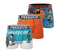 FREEGUN Boxer Homme Gaston Lagaffe, Caleçon Homme, Confortable & Ultra-Doux (Lot de 3), Orange Taille L
