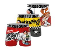 FREEGUN Boxer Homme Gaston Lagaffe, Caleçon Homme, Confortable & Ultra-Doux (Lot de 3), Rouge Taille M